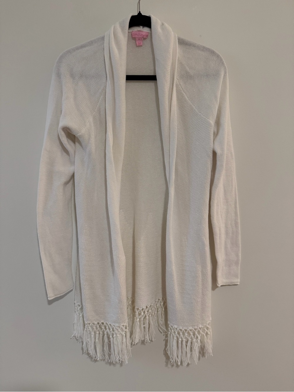 *EUC* Lilly Pulitzer Open-Front Macrame Fringe Long Cardigan